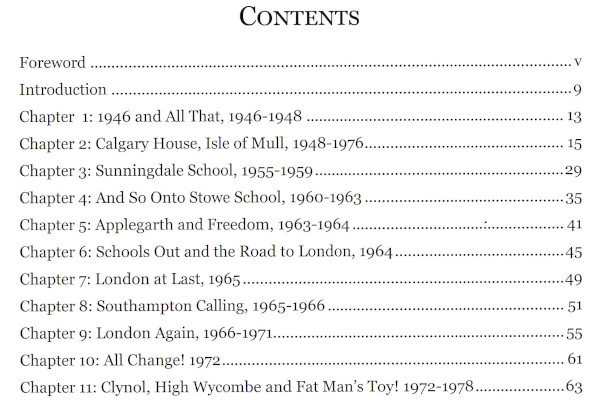The contents page to the book 'A Reluctant Aristocrat'