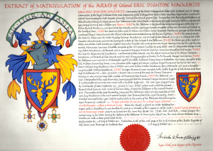 Matriculation of Arms Mackenzie of Glenmuick 21st October 1971
